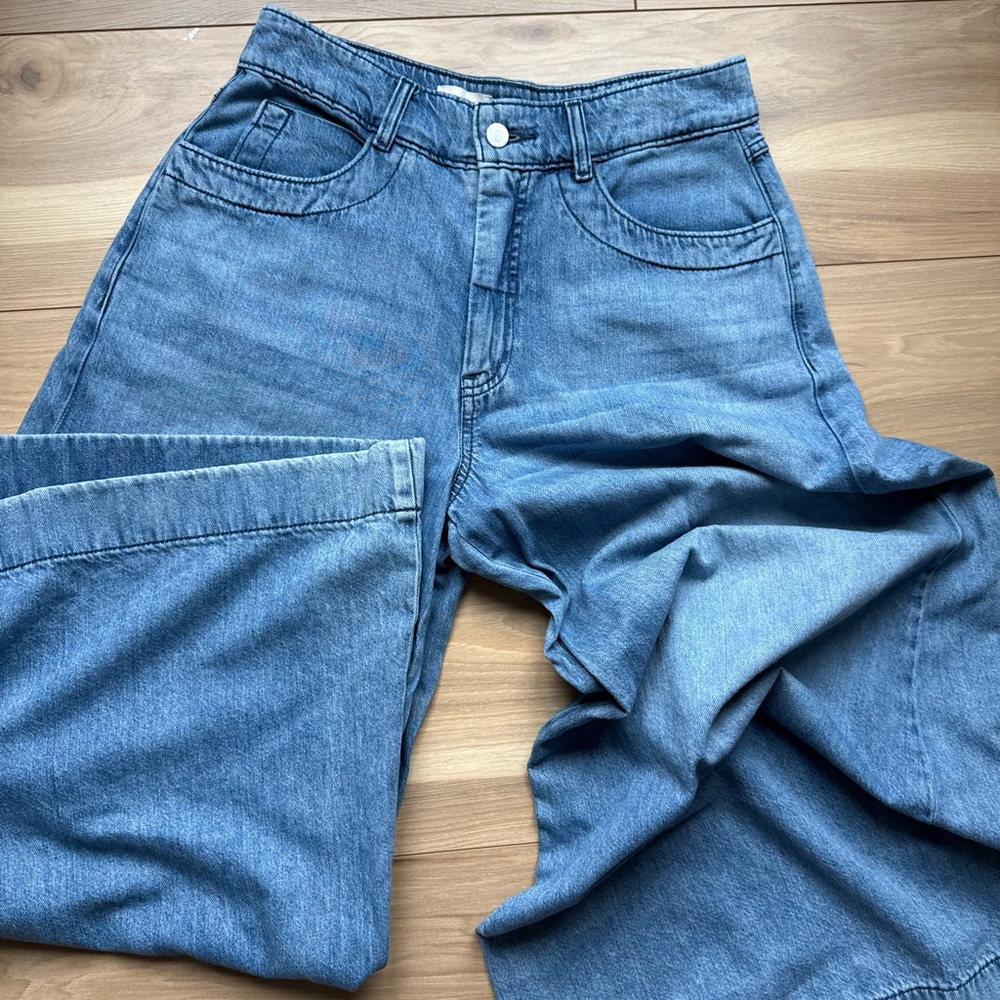 Pilcro Wide-Leg Blue Denim Jeans - Picture 8 of 8